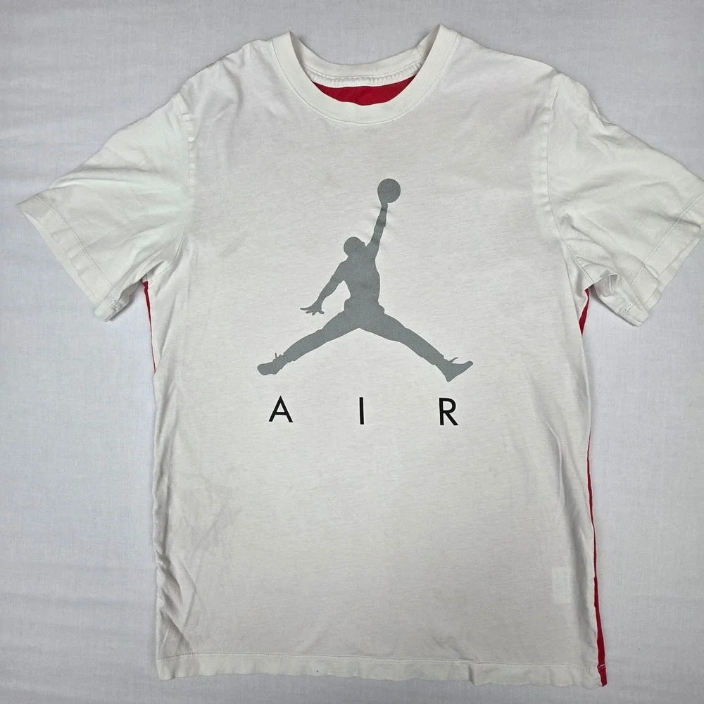 Jordan Jumpman‎ Air Graphic T-Shirt Mens Medium White Red Jumpman Logo Cotton